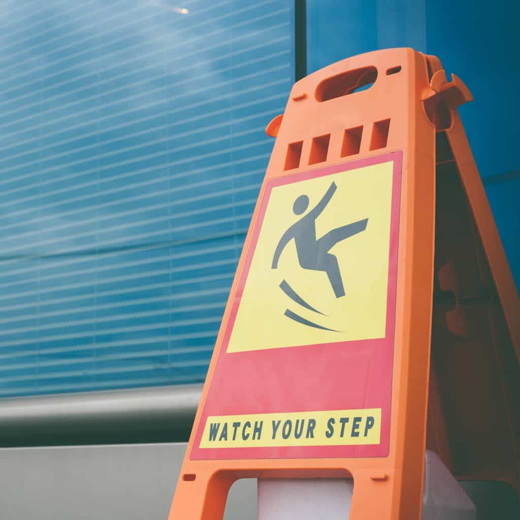 A slip and fall sign