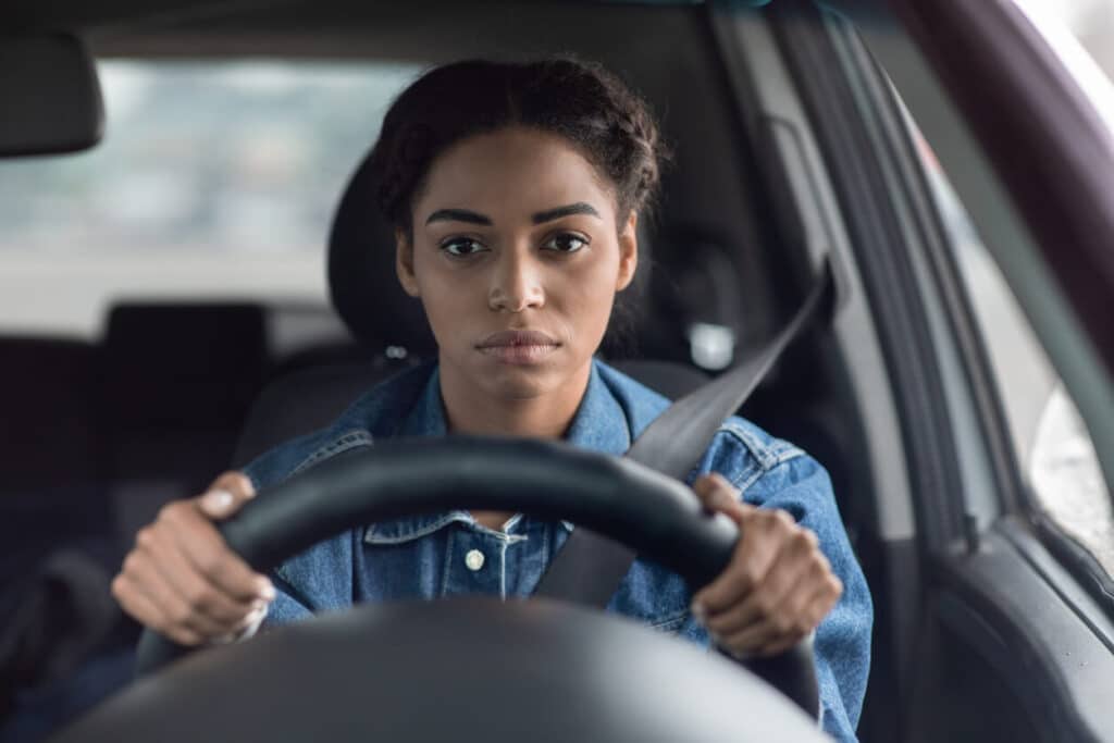 Highway hypnosis driver with glassy eyes