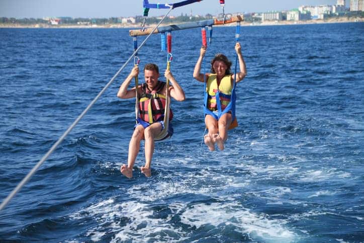 Happy couple Parasailing