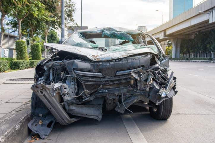 car involved in front end collision 