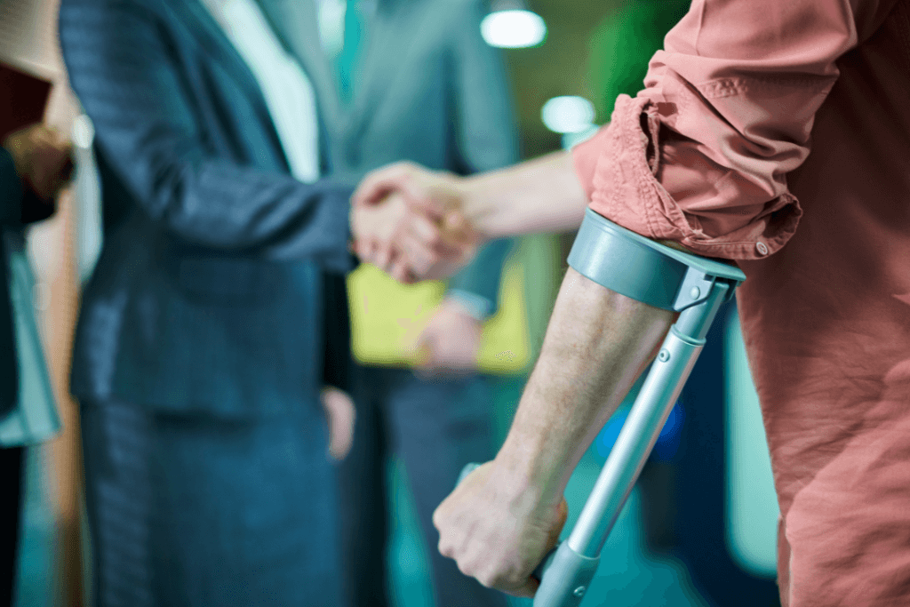 Personal injury lawyer shaking hand