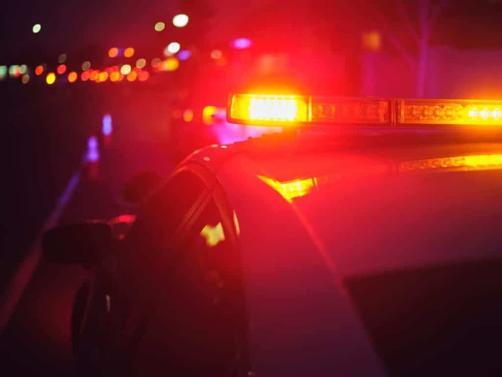 Police car at a drunk driving checkpoint